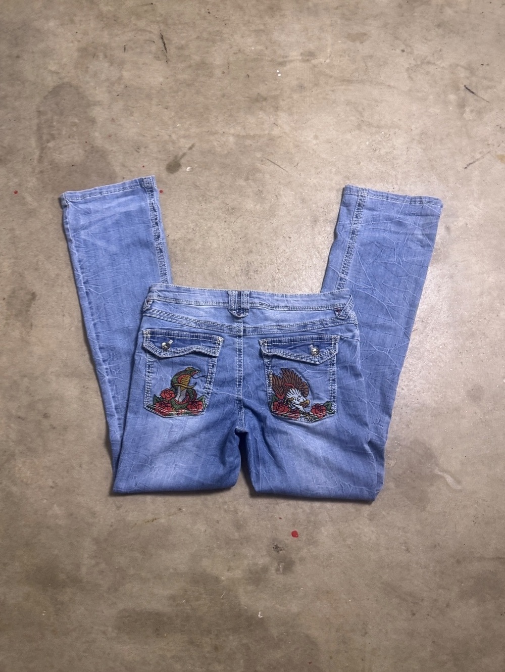 Ninth Hall Embroidered Graphic Straight Leg Denim Jeans